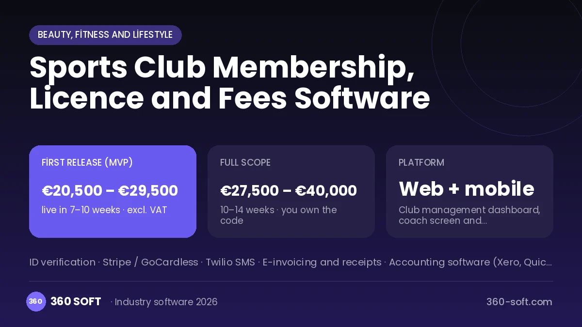 Sports Club Membership, Licence and Fees Software