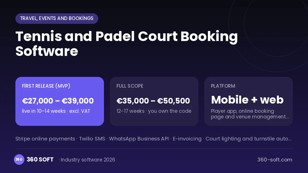 Tennis and Padel Court Booking Software