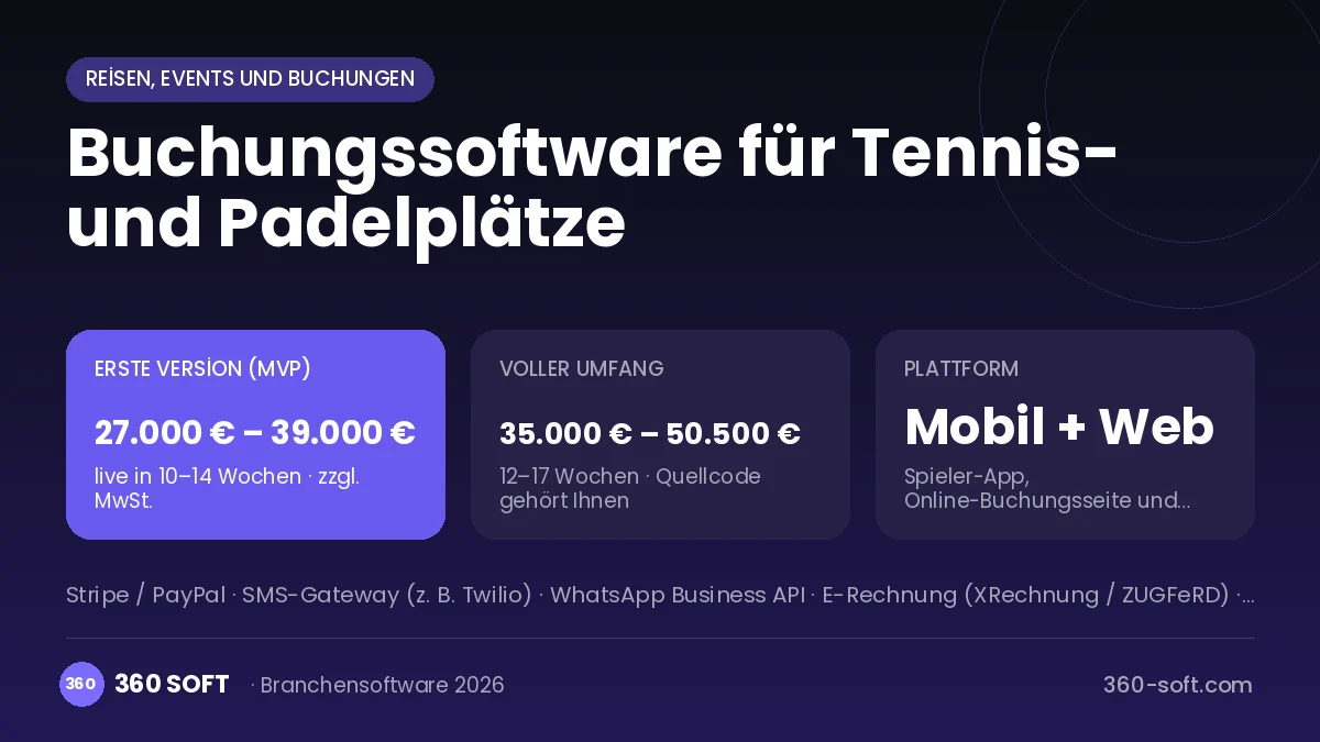 Buchungssoftware für Tennis- und Padelplätze