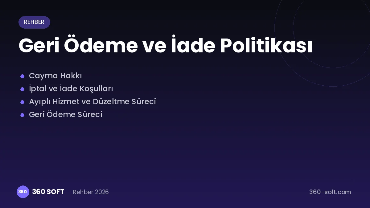 Geri Ödeme ve İade Politikası